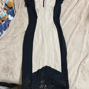 Elegant Black and Cream Dress